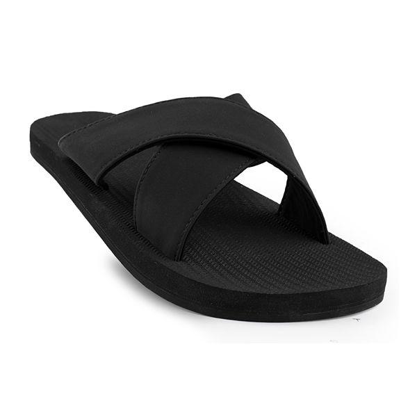 Men’s 100% recycled cross slides in black by Indosole Australia