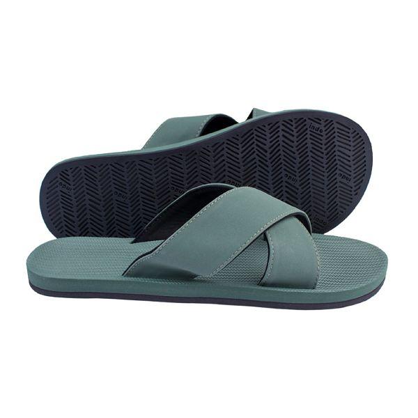 Men’s 100% recycled cross slides in leaf green by Indosole Australia