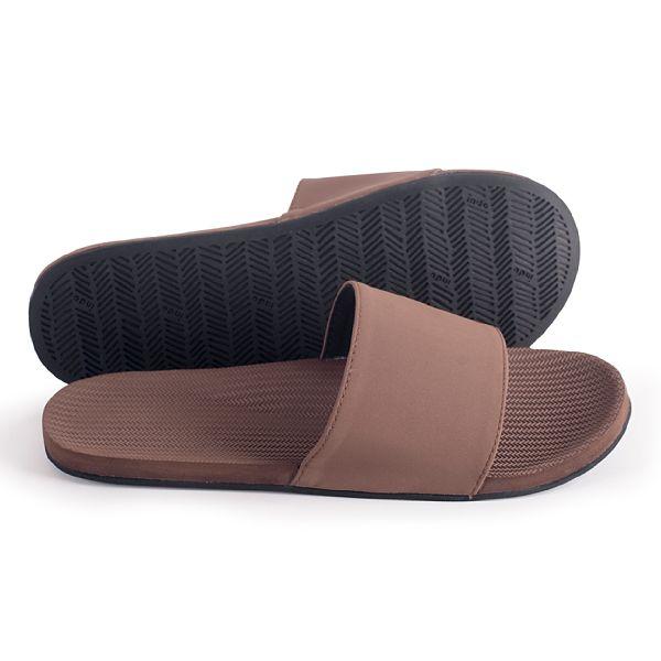 Men’s 100% recycled slides in soil brown by Indosole Australia