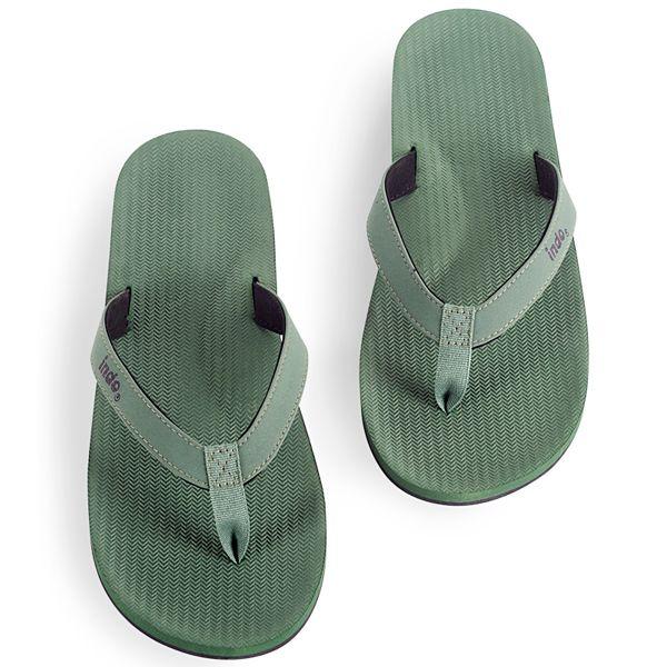 Mens 100% recycled thongs in leaf green by Indosole Australia