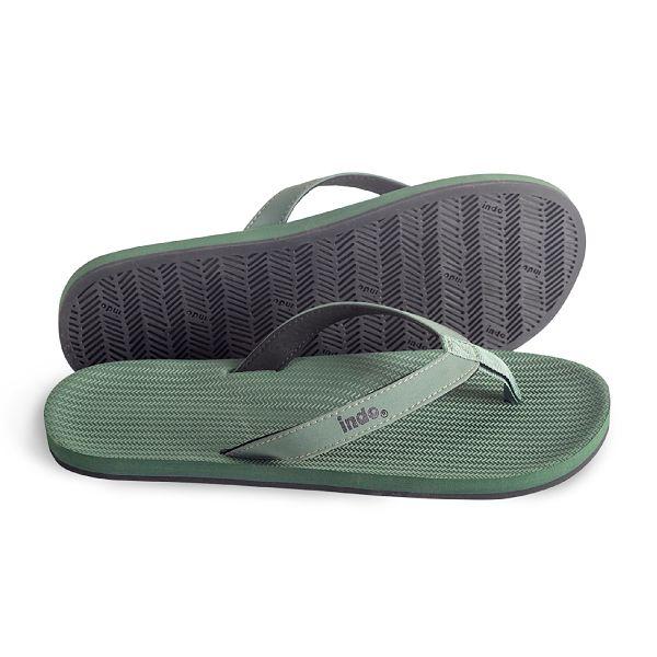 Mens 100% recycled thongs in leaf green by Indosole Australia