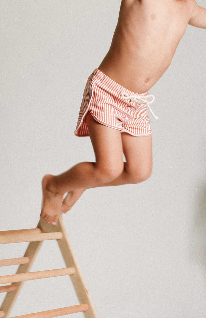 Mesa Kids Swim Trunks - Mandarin Stripe