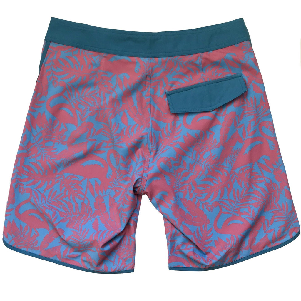 Men's Retro Piping Boardies: Flamingo