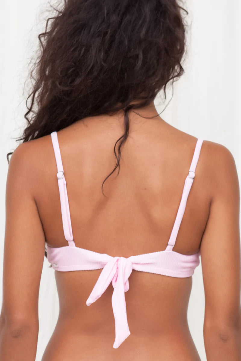 Ocean Zen Sustainable Swimwear  Pink Ribbed Bralette Bikini Top
