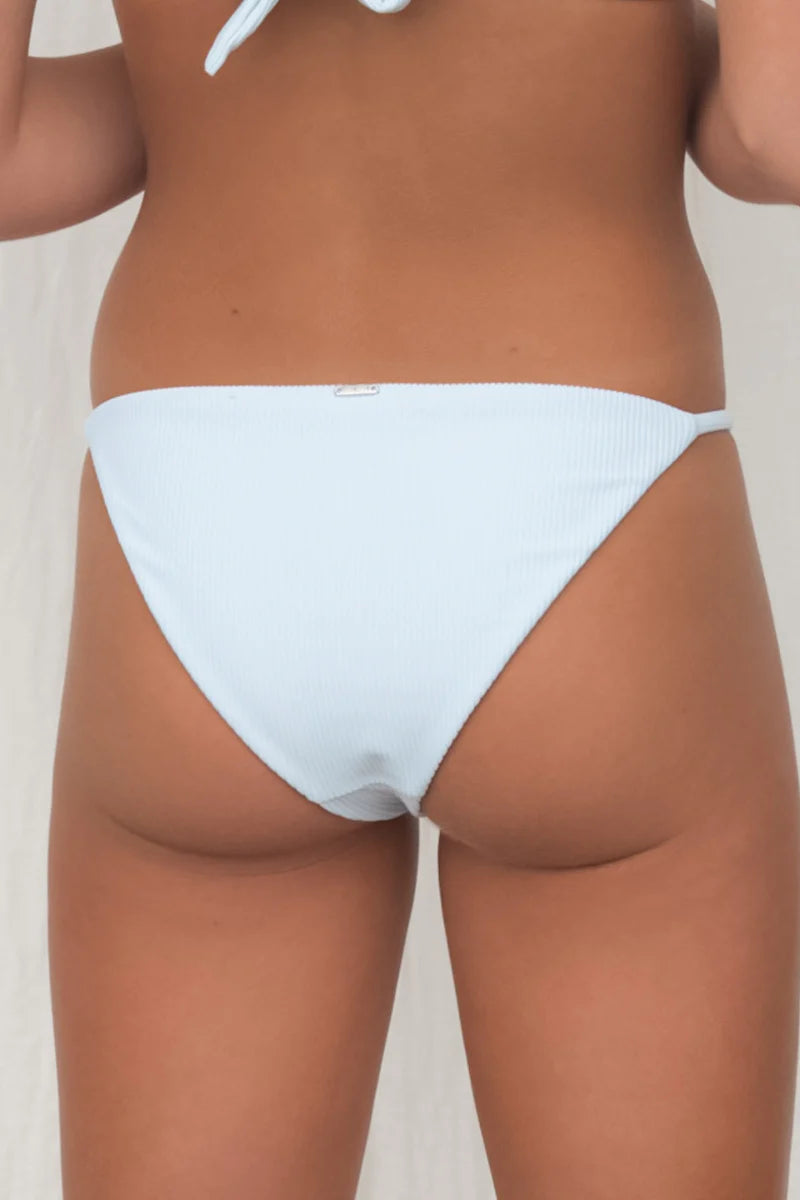 Ocean Zen Sustainable Swimwear Blue Ribbed Bikini Bottoms The Someday Co