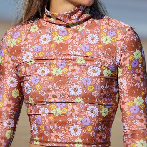 Floral patterned top with a blurred background