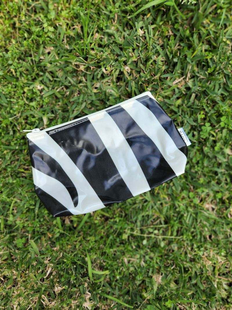 Recycled Pool Toy Toiletry Bag: Zebra