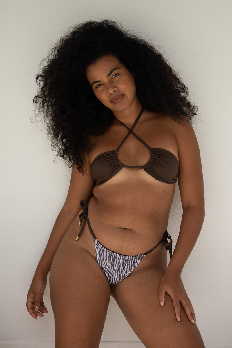 Kauai Bikini Top | Reversible | Zebra & Chocolate