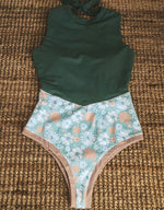 Lobitos Surf Suit- Green Flower Power (Cheeky)