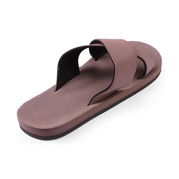 Men’s 100% recycled cross slides in soil brown by Indosole Australia