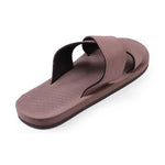 Women’s 100% recycled cross slides in soil brown by Indosole Australia