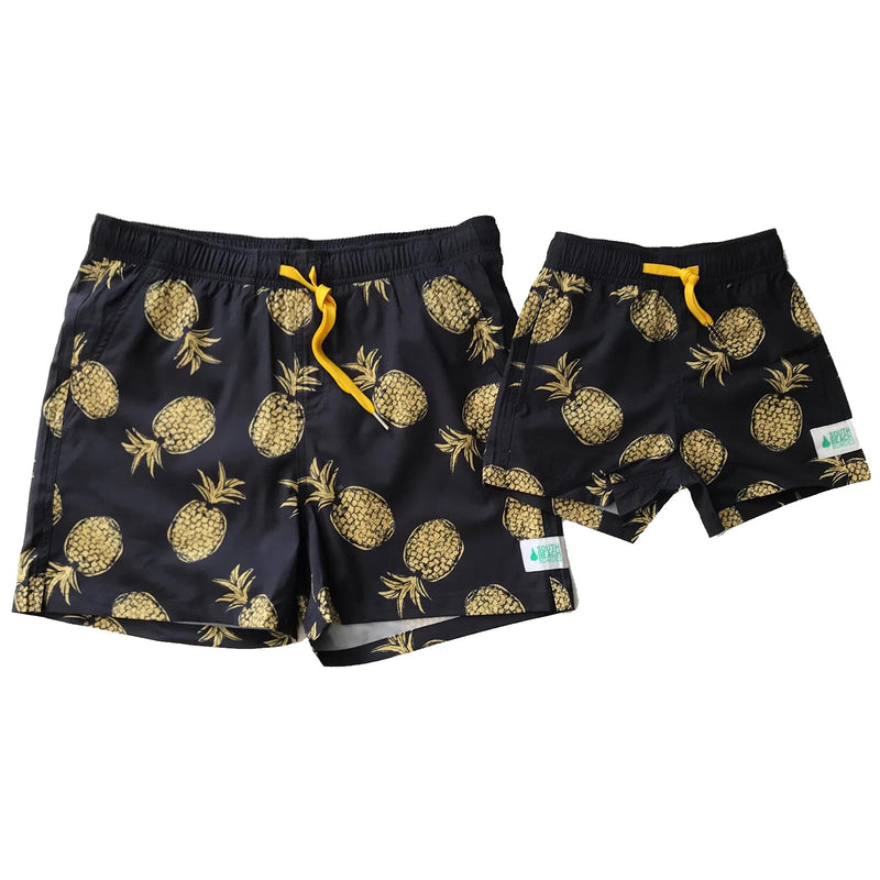 Kids Stretchy Trunks: Gold Pineapple