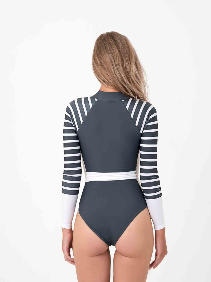 Long Sleeve One Piece Swimsuit | The Sulawesi Snow and Navy